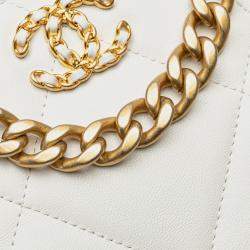 Chanel White Lambskin 19 Round Clutch with Chain
