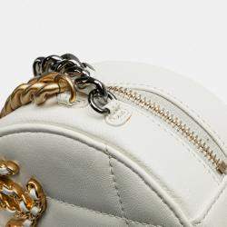 Chanel White Lambskin 19 Round Clutch with Chain