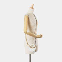 Chanel White Lambskin 19 Round Clutch with Chain