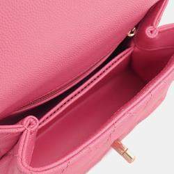 Chanel Pink Extra Mini Caviar and Lizard Embossed Coco Top Handle Bag