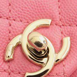 Chanel Pink Extra Mini Caviar and Lizard Embossed Coco Top Handle Bag