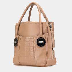 Chanel Brown Choco Bar Caviar Button Handbag