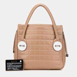 Chanel Brown Choco Bar Caviar Button Handbag
