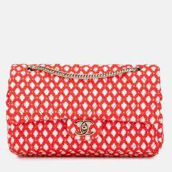 Chanel Red Jumbo Tweed Double Flap Bag