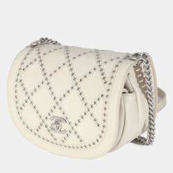 Pre Owned Chanel Ivory Calfskin Coco Eyelets Small Flap Bag