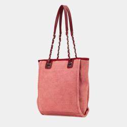 Chanel Red Mini Canvas Deauville Tote