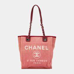 Chanel Red Mini Canvas Deauville Tote