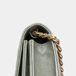 Quilted Caviar Square Wallet on Chain