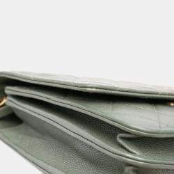 Quilted Caviar Square Wallet on Chain
