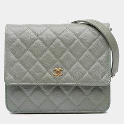 Quilted Caviar Square Wallet on Chain