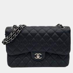 Chanel Black Leather Caviar Classic Jumbo bag