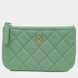Chanel Green Leather caviar mini pouch