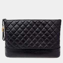 Pre Owned Chanel Black Leather Gabriel Large Clutch