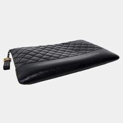 Pre Owned Chanel Black Leather Gabriel Large Clutch