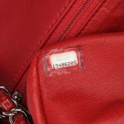 Chanel Red CC Chevron Patent Accordion Single Flap
