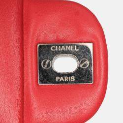 Chanel Red CC Chevron Patent Accordion Single Flap