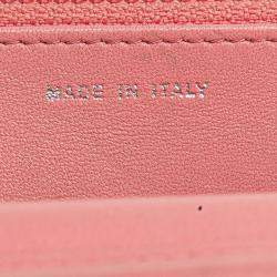 Chanel Pink Embossed Lambskin Camellia Wallet On Chain