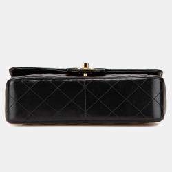 Pre Owned Chanel Black Medium CC Quilted Lambskin Border Single Flap