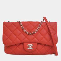 Chanel Red Small Quilted Lambskin 3 Flap
