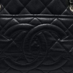 Pre Owned Chanel Black Quilted Caviar Leather CC Timeless Tote