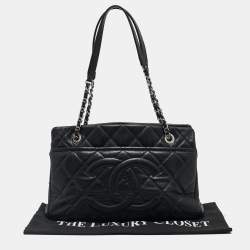 Pre Owned Chanel Black Quilted Caviar Leather CC Timeless Tote