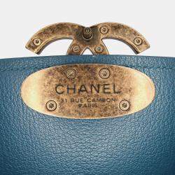 Chanel Blue Medium Shiny Calfksin and Goatskin Coco Curve Flap