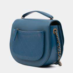 Chanel Blue Medium Shiny Calfksin and Goatskin Coco Curve Flap