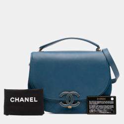 Chanel Blue Medium Shiny Calfksin and Goatskin Coco Curve Flap
