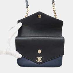Chanel V Stitch  Navy/Black Leather Waist Bag