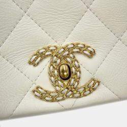Chanel White Lambskin Chain Shoulder Bag