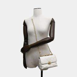 Pre Owned Chanel Matelasse Chain  White Lambskin shoulder Bag