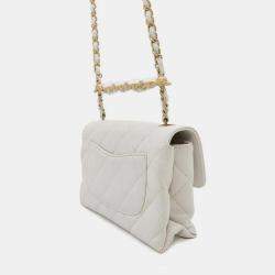 Pre Owned Chanel Matelasse Chain  White Lambskin shoulder Bag