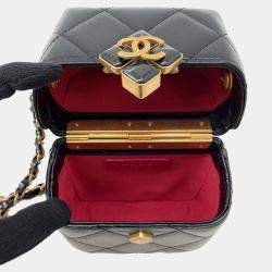 Chanel Matelasse Cc Logo Box Chain Black Lambskin shoulder  Bag