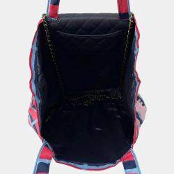 Chanel Navy Pink Caviar Leather Nylon Shoulder Bag