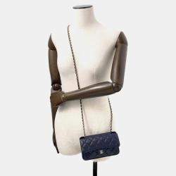 Chanel Navy Pink Caviar Leather Nylon Shoulder Bag