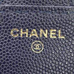 Chanel Navy Pink Caviar Leather Nylon Shoulder Bag