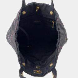 Chanel Black Denim Maxi Shopping Chain Tote Bag