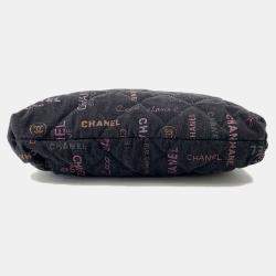 Chanel Black Denim Maxi Shopping Chain Tote Bag