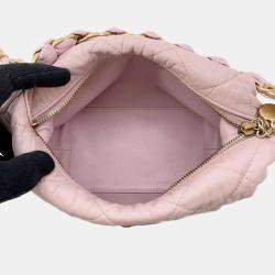 Chanel Pink Lambskin CC Logo Hobo Bag 