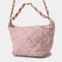 Chanel Pink Lambskin CC Logo Hobo Bag 