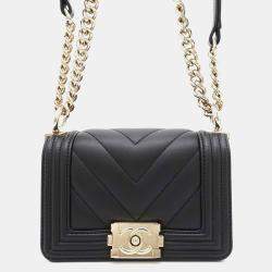 Chanel Black Leather Mini Boy Chain Shoulder Bag 