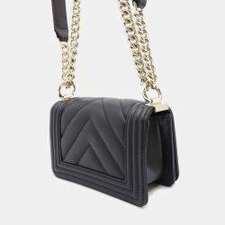 Chanel Black Leather Mini Boy Chain Shoulder Bag 