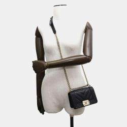 Chanel Black Leather Mini Boy Chain Shoulder Bag 