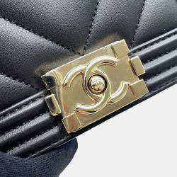 Chanel Black Leather Mini Boy Chain Shoulder Bag 