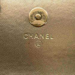 Pre Owned Chanel Gold Lambskin Phone Case Shoulder Bag