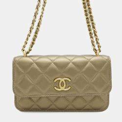 Chanel Gold Lambskin Phone Case Shoulder Bag