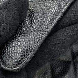 Chanel Matelasse Double Flap Chain Black Caviar Leather shoulder Bag