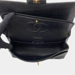 Chanel Matelasse Double Flap Chain Black Caviar Leather shoulder Bag