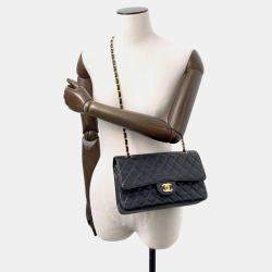 Chanel Matelasse Double Flap Chain Black Caviar Leather shoulder Bag