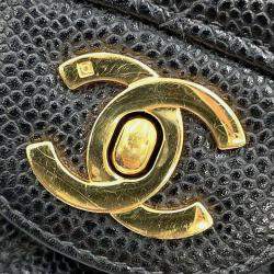 Chanel Matelasse Double Flap Chain Black Caviar Leather shoulder Bag